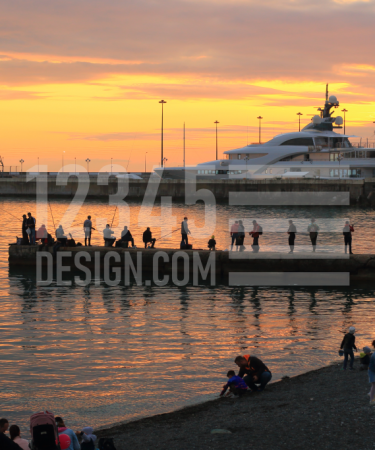 Black Sea port of Sochi at sunset