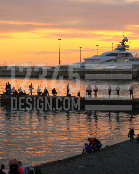 Black Sea port of Sochi at sunset