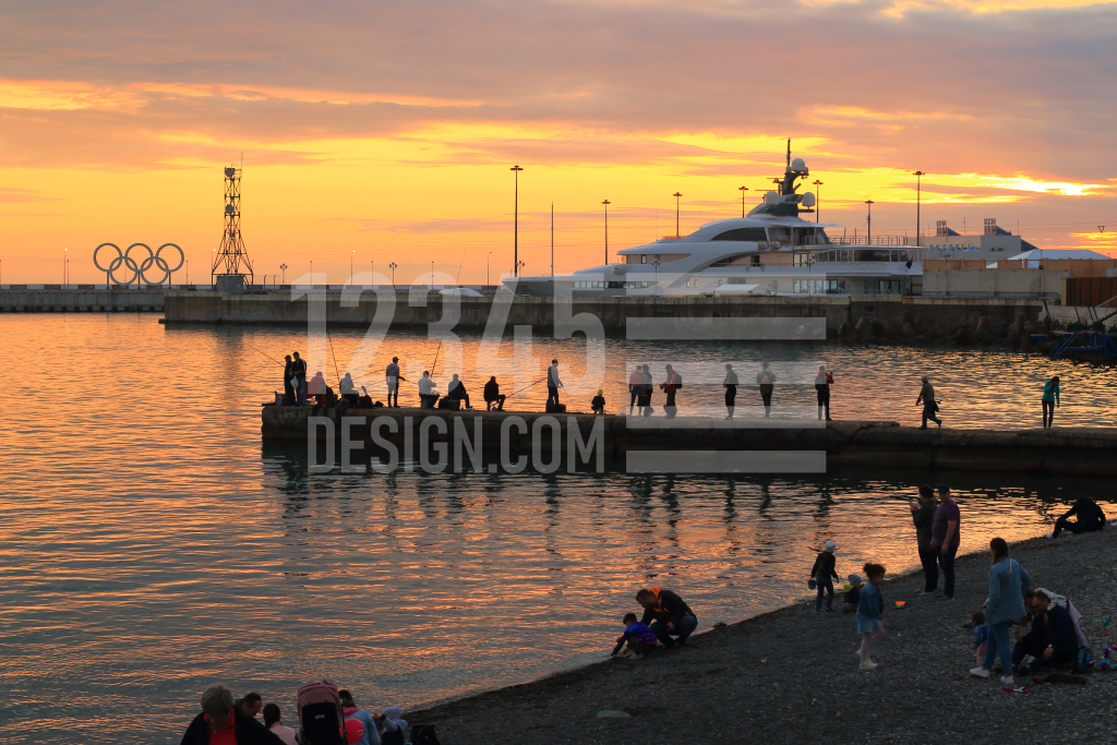 Black Sea port of Sochi at sunset