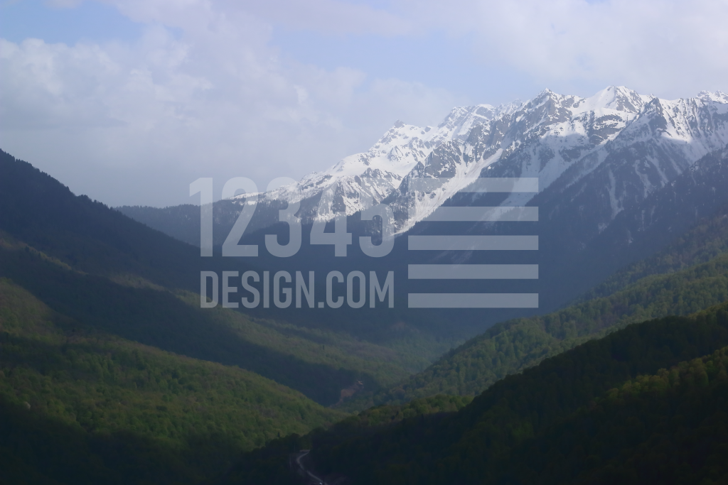 Snow-capped peaks of the Caucasus Mountains