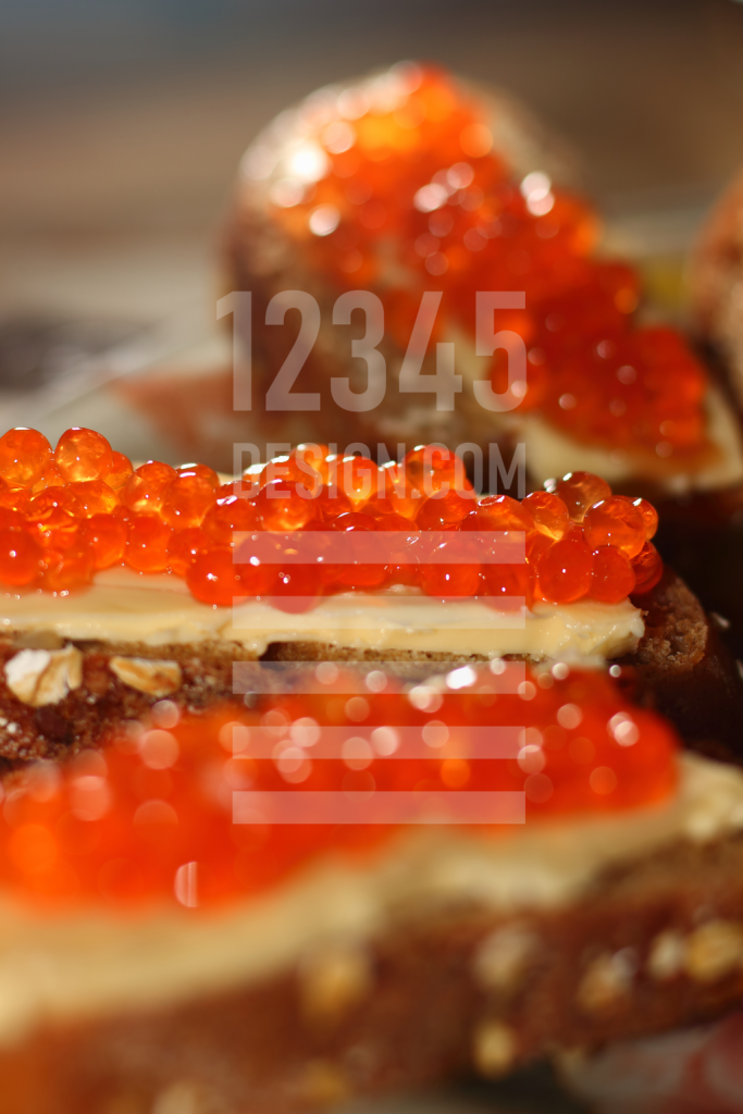 Celebratory sandwich with salmon caviar