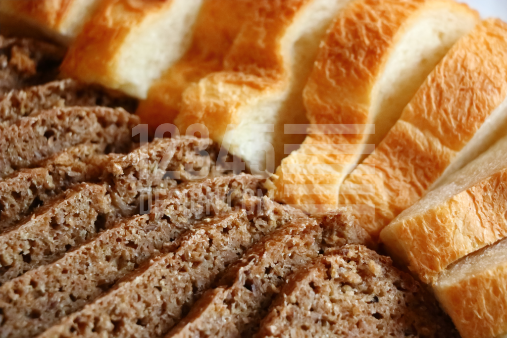 Slices of rustic rye and wheat bread