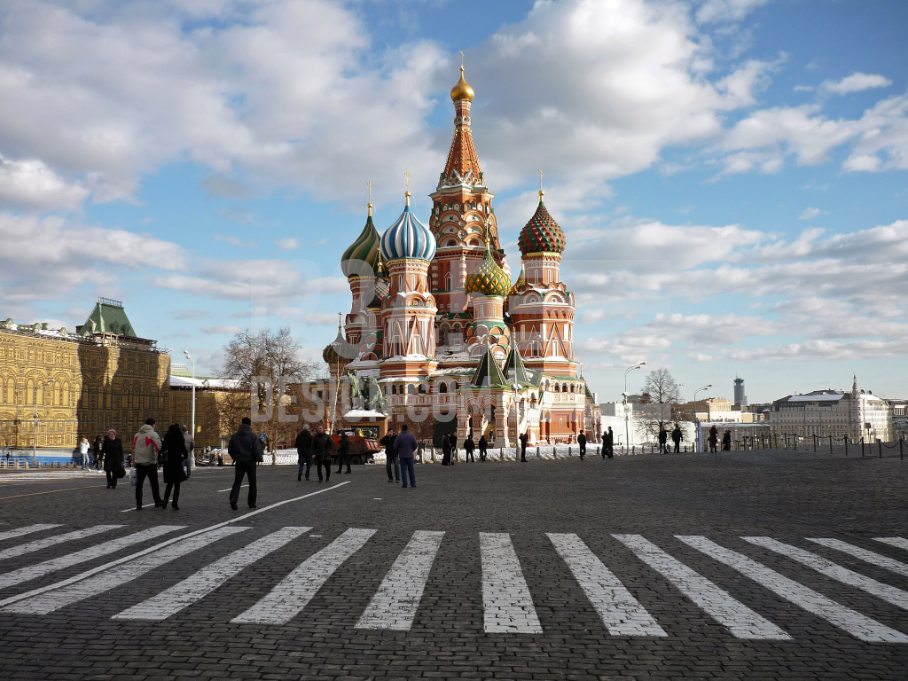 St. Basil's Cathedral on Red Square. Zebra
